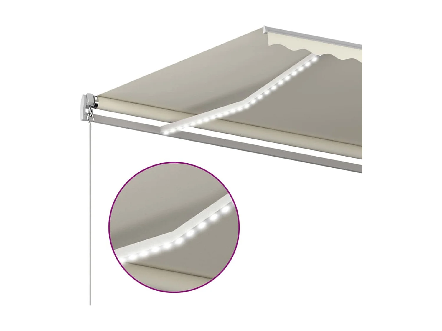 Tenda da Sole Retrattile Manuale LED 500x350 cm Crema