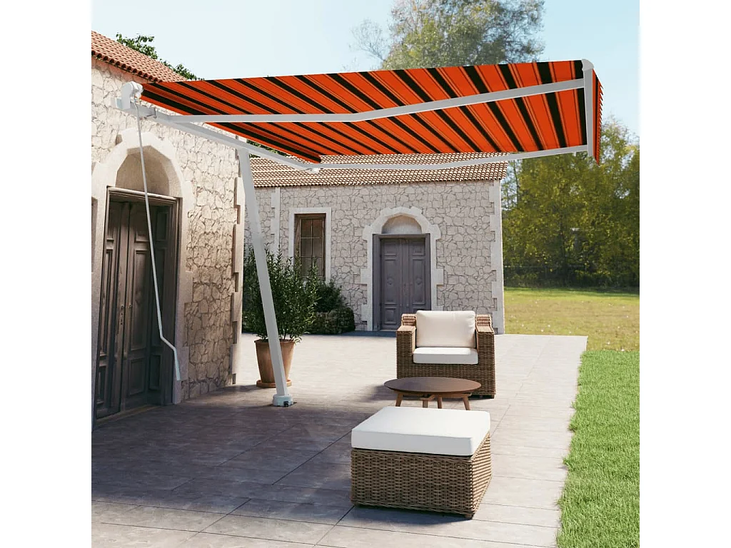 Auvent manuel rétractable sur pied 400x350 cm Orange et marron