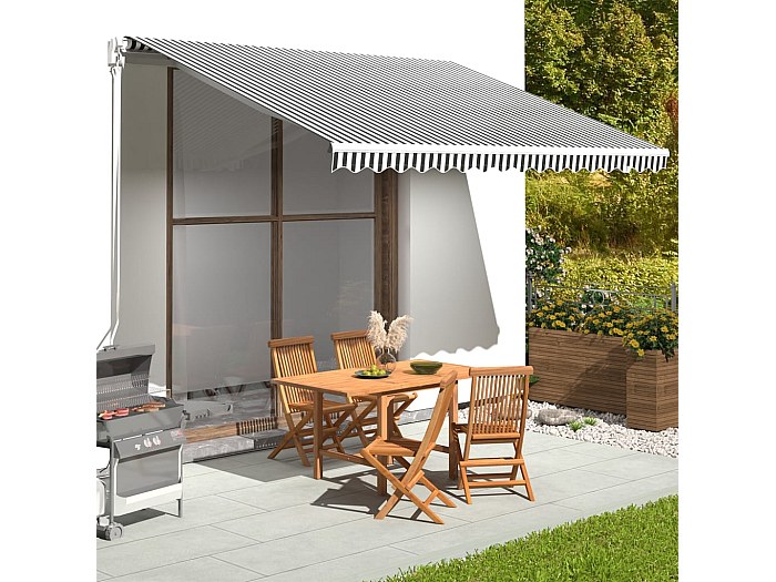 Home & Trends Tessuto Di Ricambio Per Tenda Da Sole 4x3 M - Grigio Scuro, Senza Volant, Già Cucito Con Passanti, 100% Poliestere