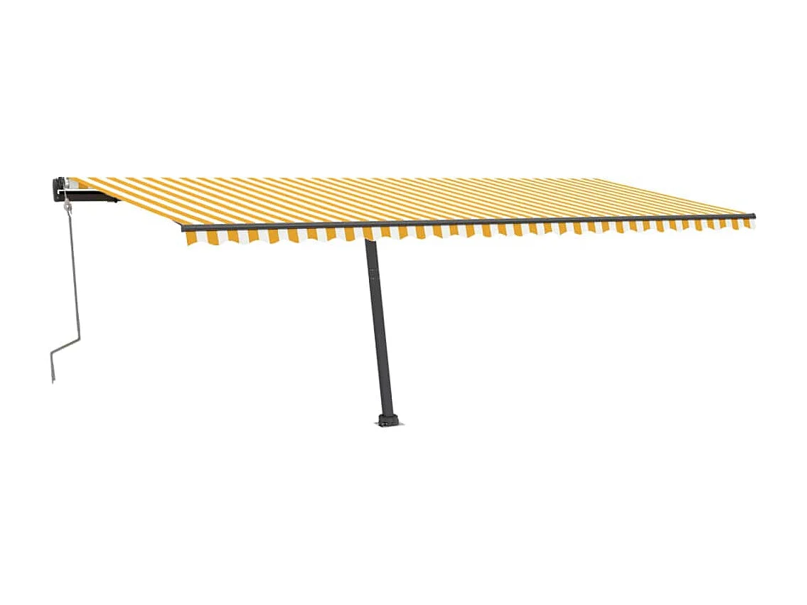 Markise Manuell Einziehbar mit LED 600x300 cm Gelb Weiß