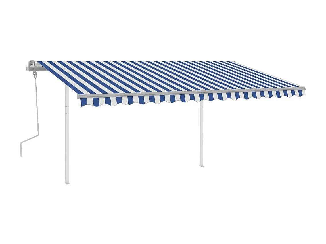 Tenda da Sole Retrattile Manuale con LED 4x3 m Blu e Bianca