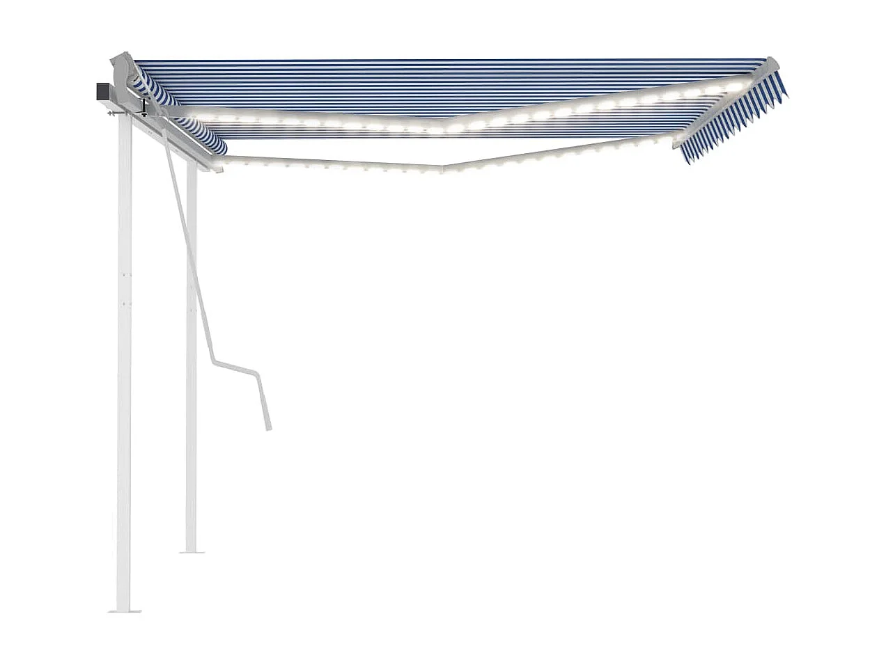 Tenda da Sole Retrattile Manuale con LED 4x3 m Blu e Bianca