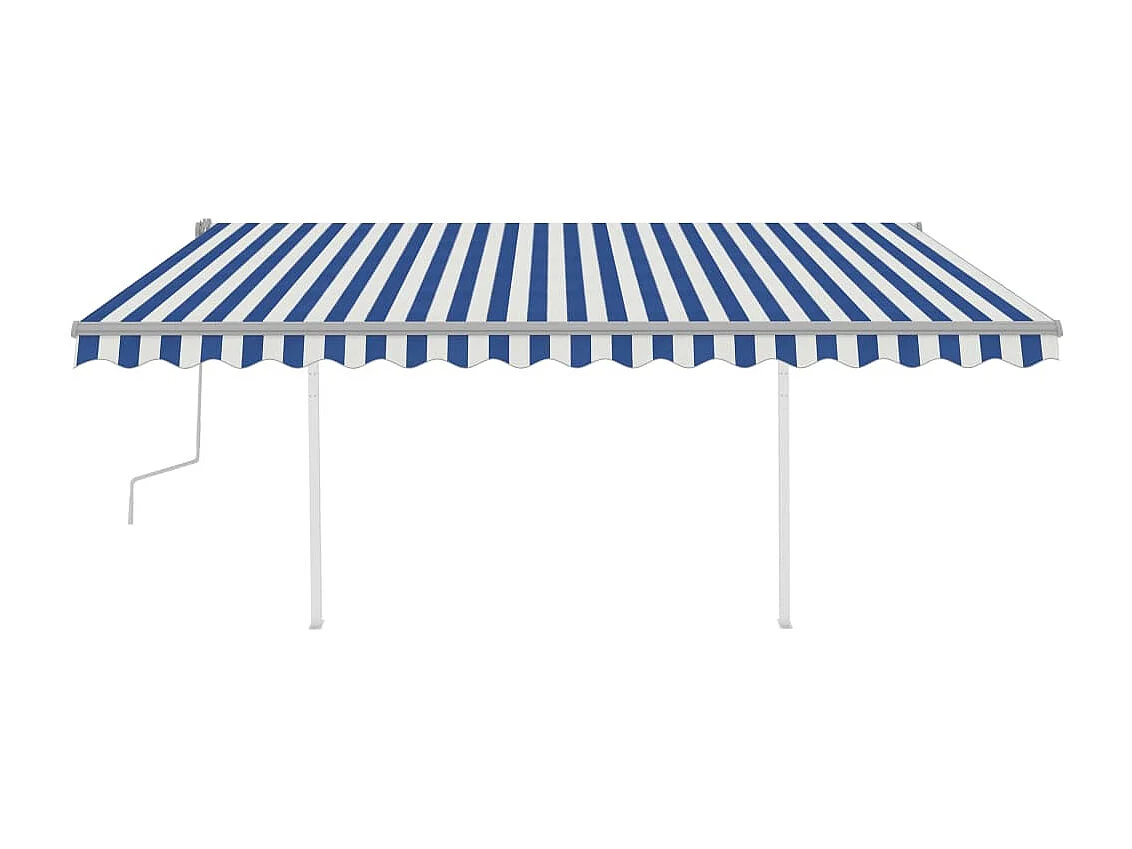 Auvent manuel rétractable avec LED 4x3 m Bleu et blanc