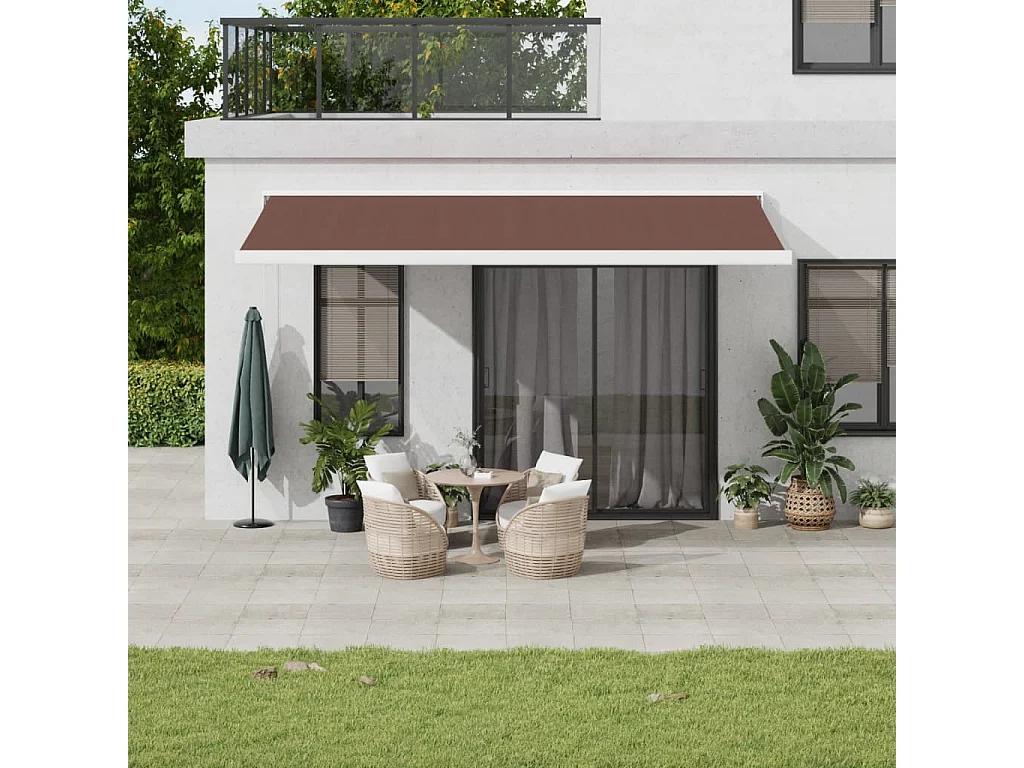 Toldo retrátil automático 500x300 cm castanho