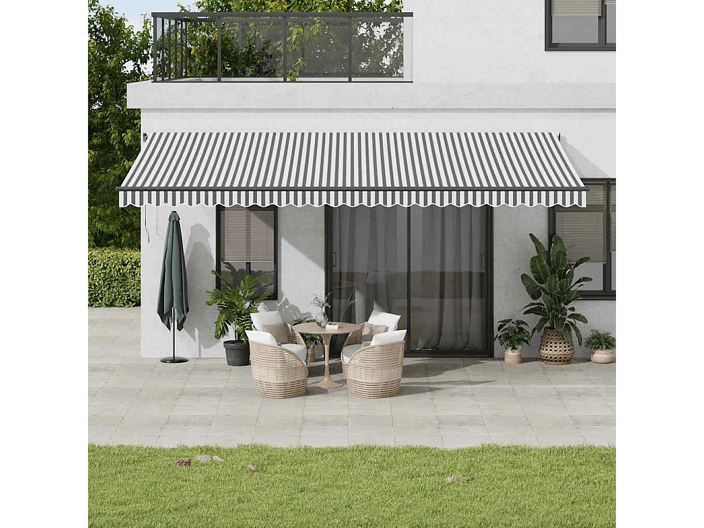 Toldo retrátil manual com luzes LEDs 600x300cm antracite/branco