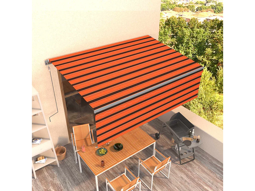 Toldo retrátil automático com estore 4,5x3 m laranja/castanho
