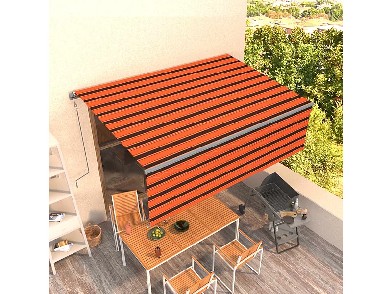 Toldo retrátil automático com estore 4,5x3 m laranja/castanho