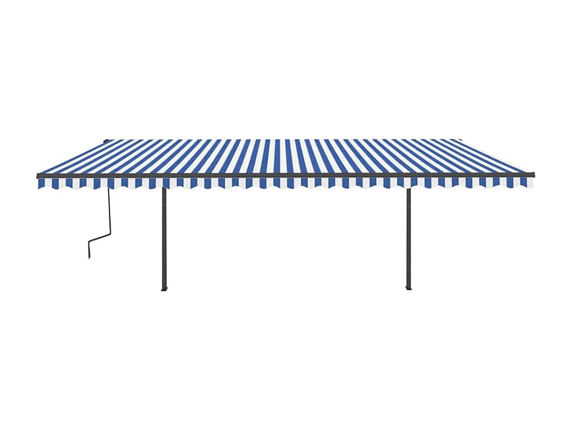 Auvent manuel rétractable avec poteaux 6x3 m Bleu et blanc