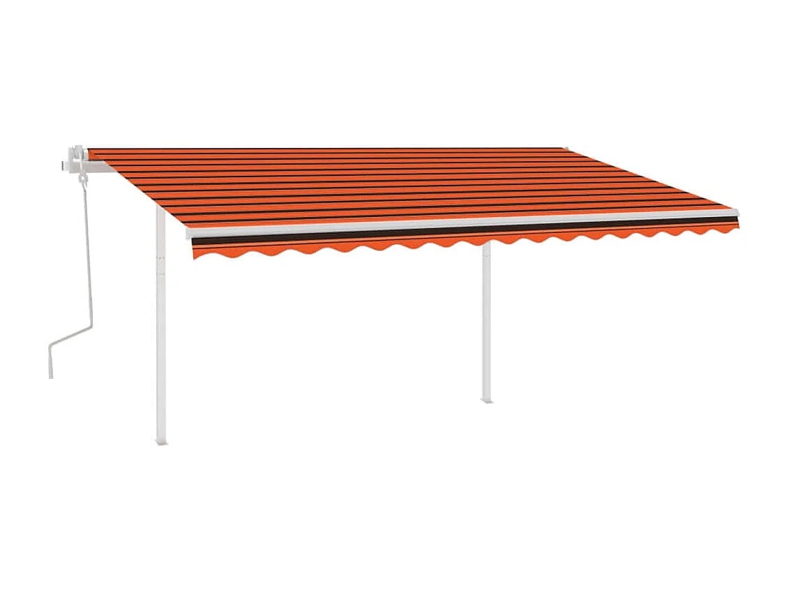 Markise Manuell Einziehbar mit Pfosten 4x3,5 m Orange & Braun