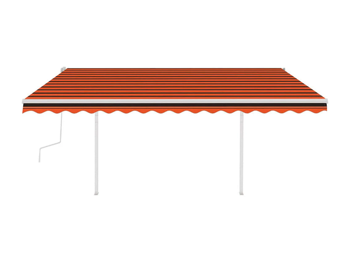 Markise Manuell Einziehbar mit Pfosten 4x3,5 m Orange & Braun