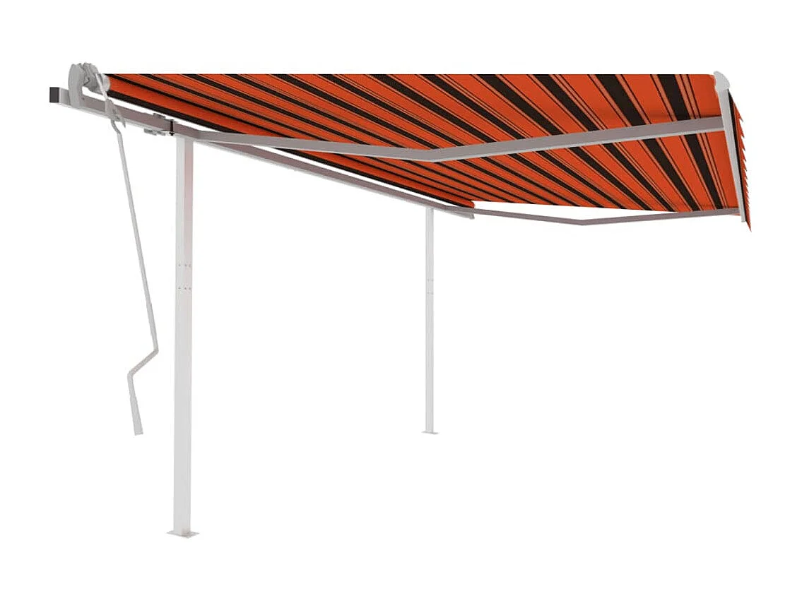 Auvent manuel rétractable avec poteaux 4x3,5 m Orange et marron