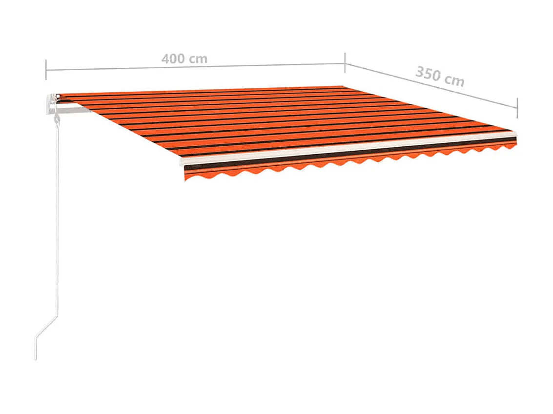 Auvent manuel rétractable avec poteaux 4x3,5 m Orange et marron