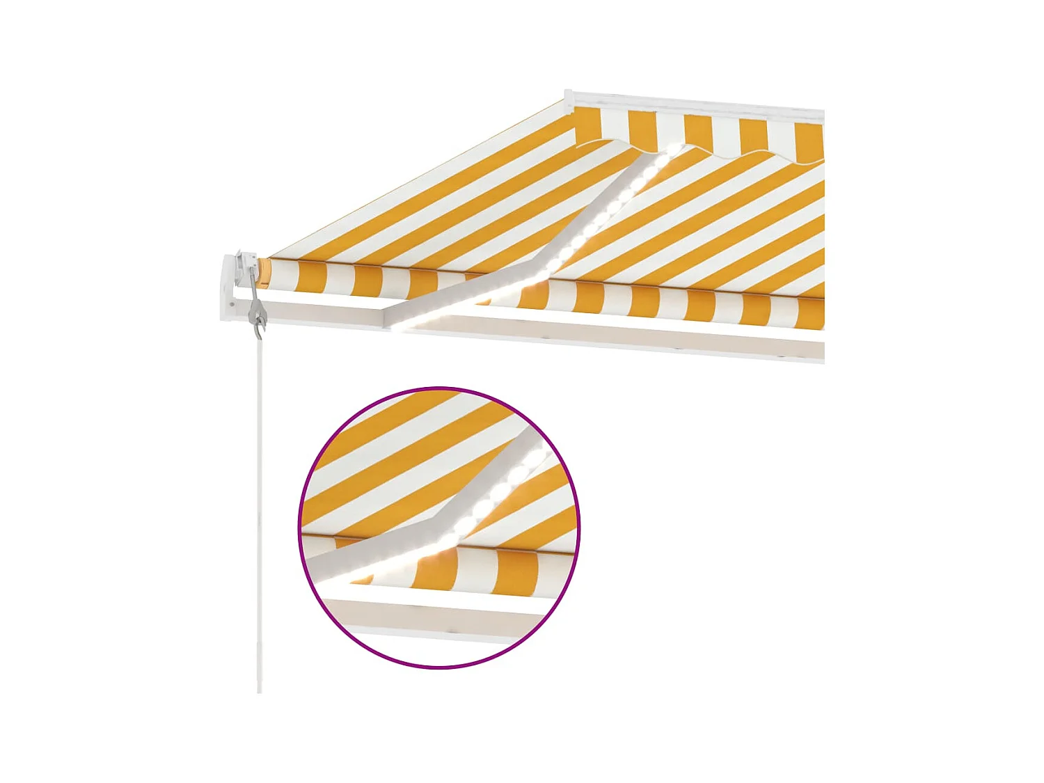 Auvent automatique capteur de vent/LED 500x300cm Jaune et blanc