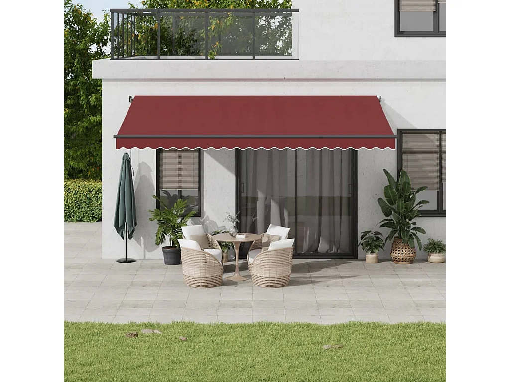 Tenda da Sole Retrattile Automatica con LED Bordò 500x300 cm