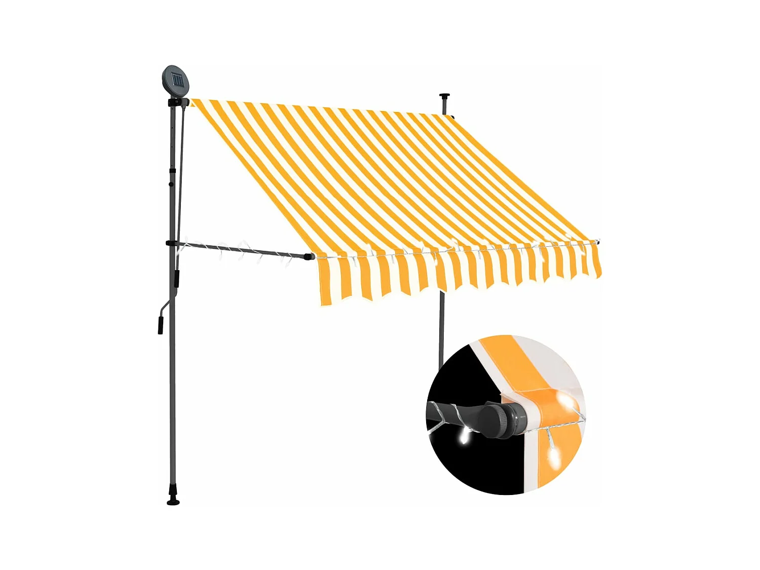 Auvent manuel rétractable avec LED 100 cm Blanc et orange