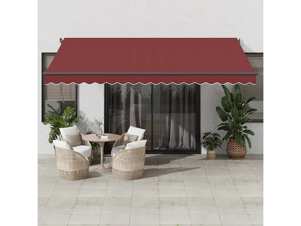 Auvent rétractable automatique bordeaux 450x300 cm