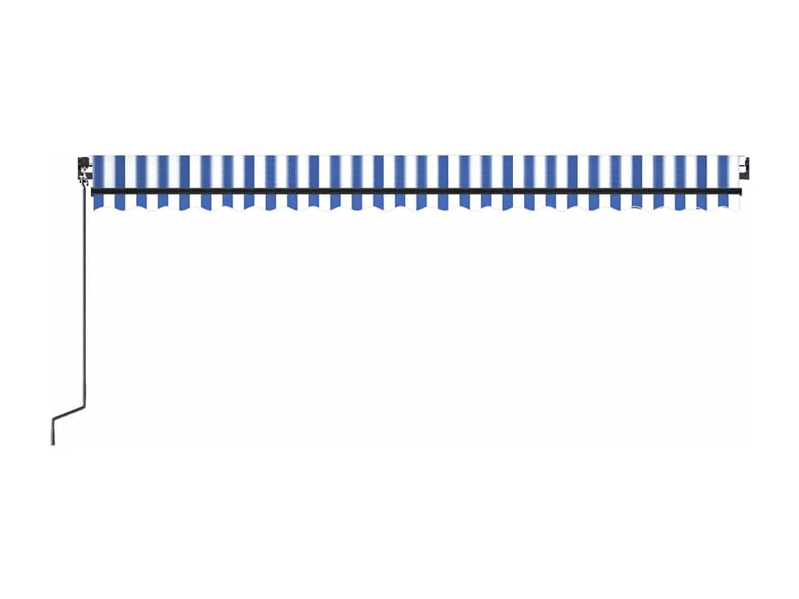 Toldo retrátil manual com LED 500x350 cm azul e branco