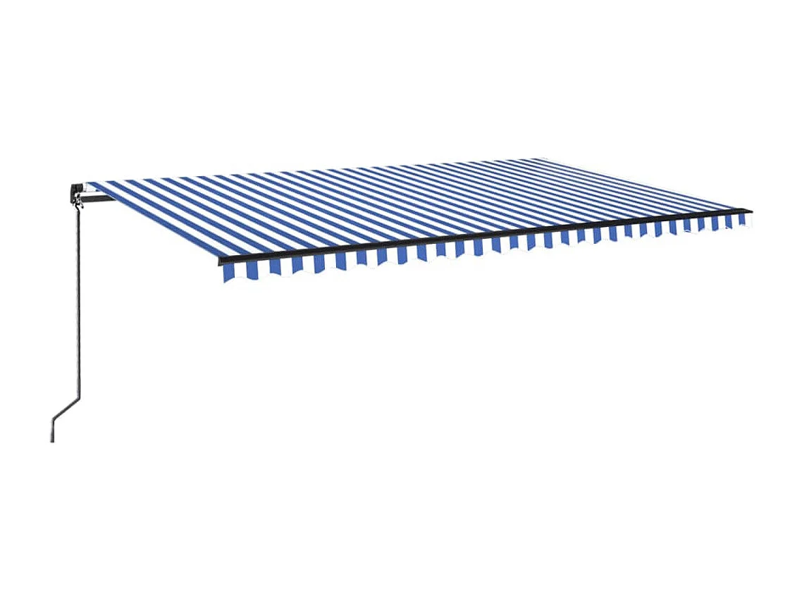 Toldo manual retráctil con LED azul y blanco 500x350 cm