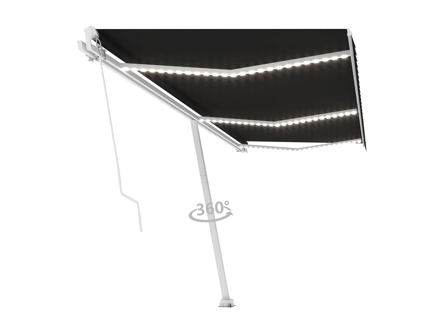 Markise Manuell Einziehbar mit LED 600x300 cm Anthrazit