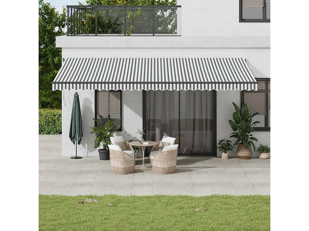 Tenda Retrattile Automatica LED Antracite e Bianco 600x350 cm