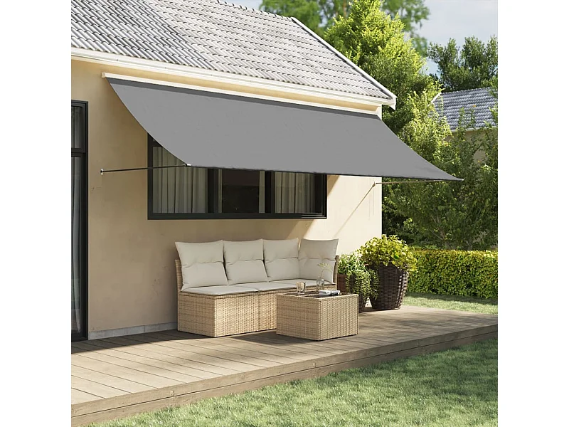 Auvent rétractable anthracite 400x150 m tissu et acier