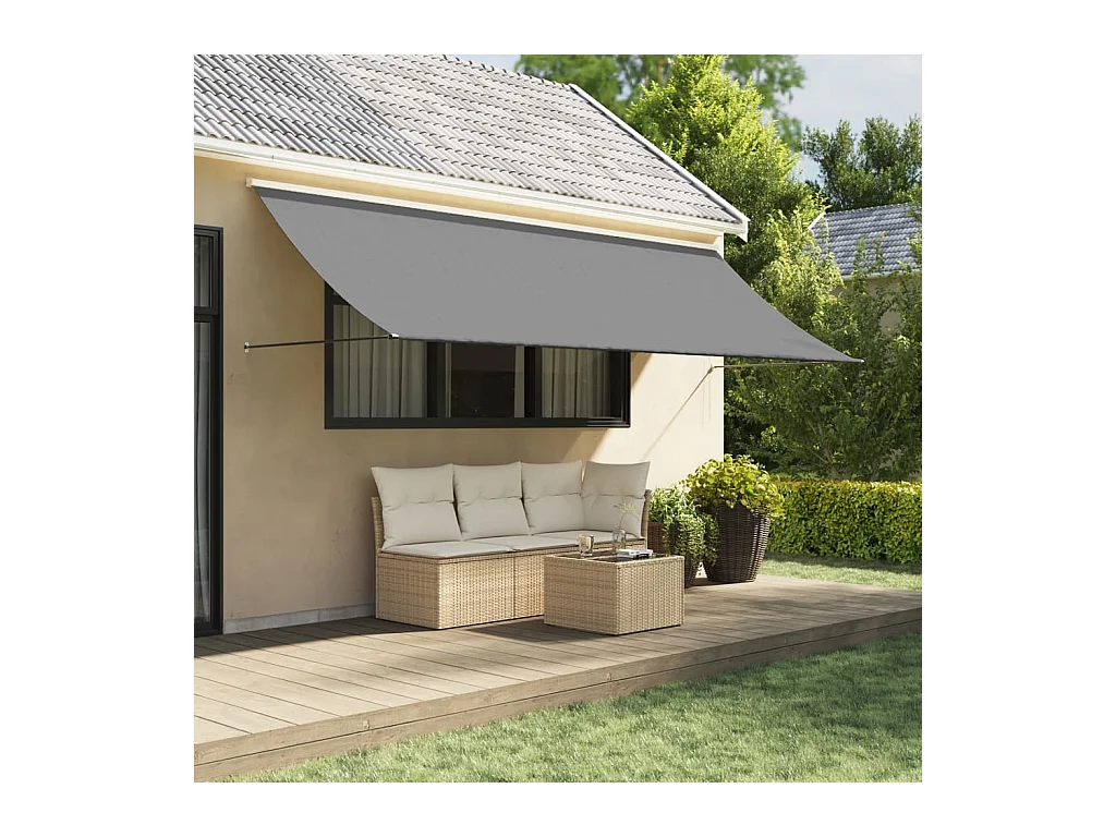 Auvent rétractable anthracite 400x150 m tissu et acier