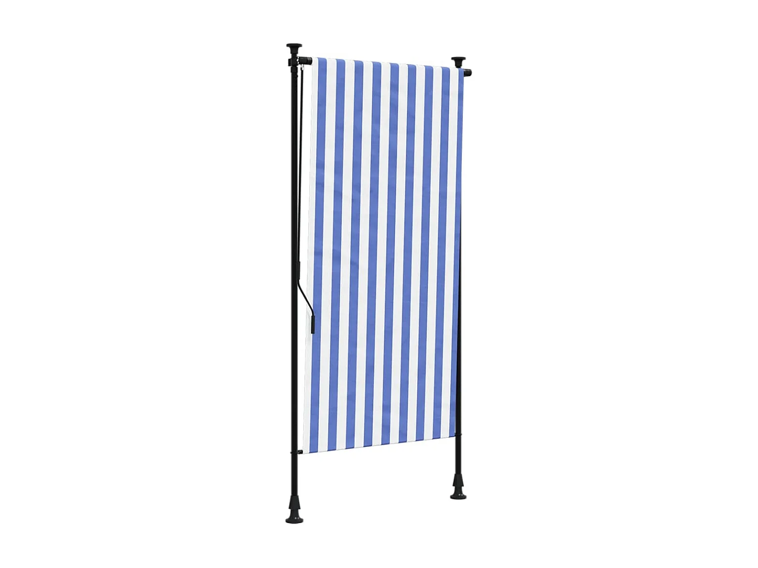 Estore de rolo para exterior 100x270cm tecido/aço azul e branco