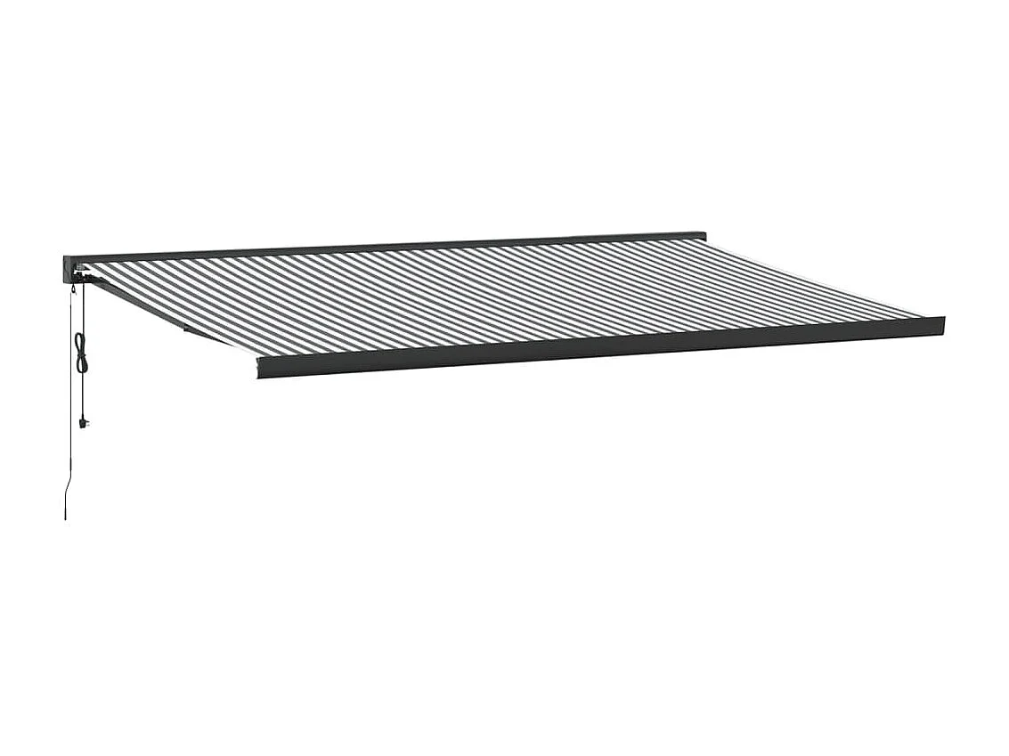 Toldo retrátil 5x3 m tecido e alumínio antracite e branco