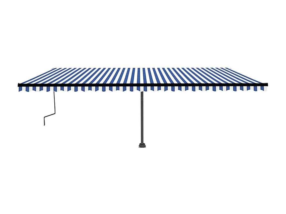 Toldo de pie retráctil manual azul y blanco 600x350 cm