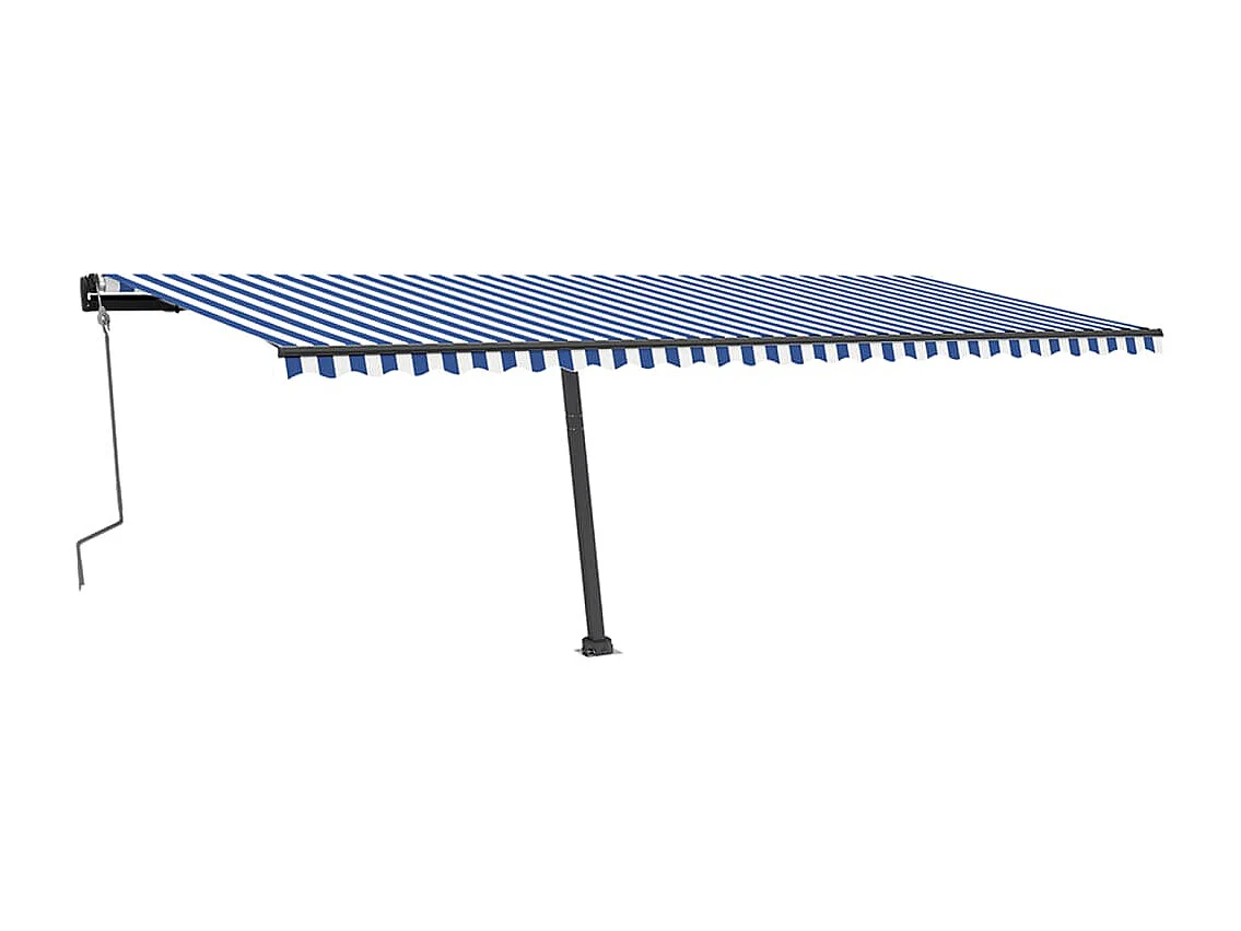 Standmarkise Manuell Einziehbar 600x350 cm Blau/Weiß