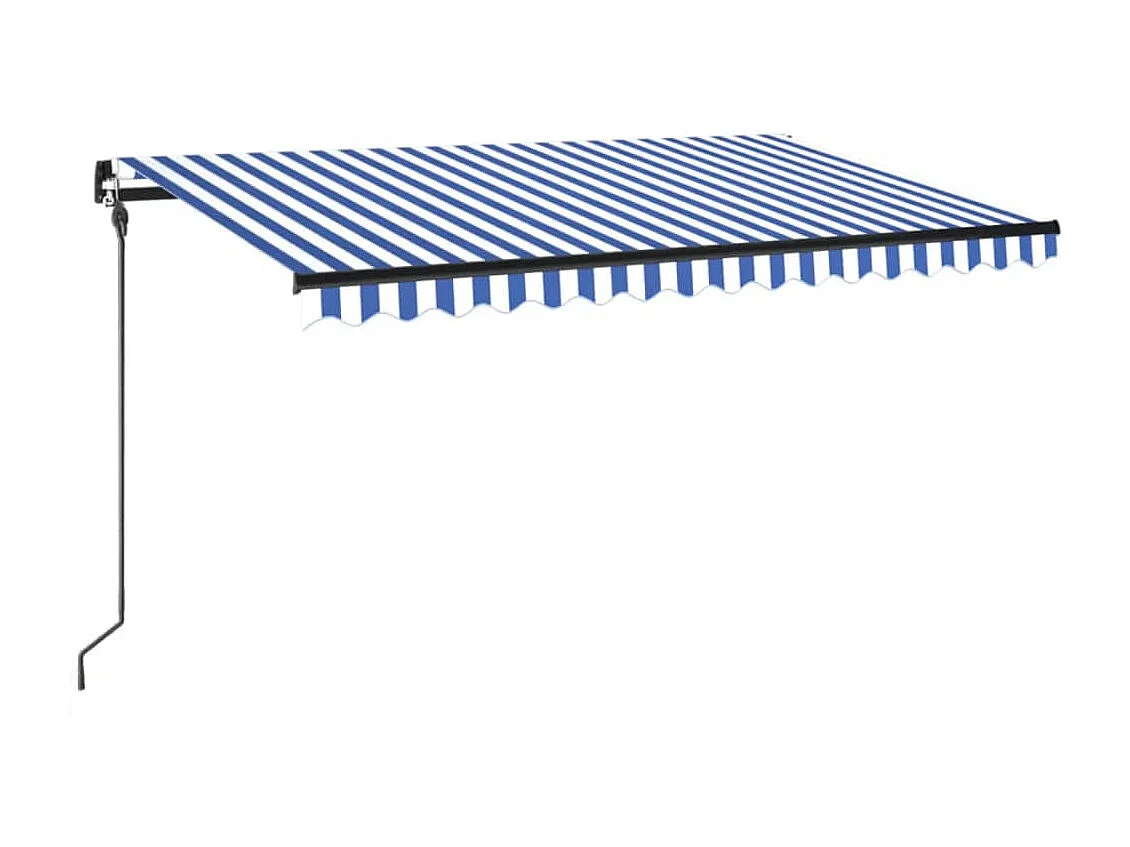 Toldo retráctil manual con LED azul y blanco 400x300 cm