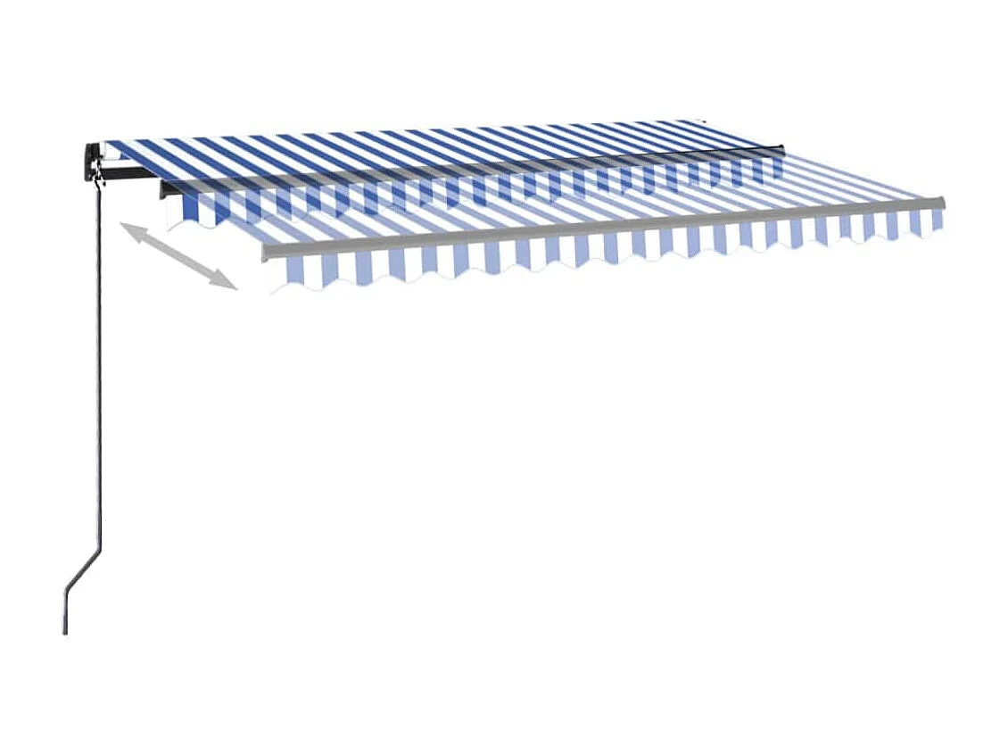 Toldo retráctil manual con LED azul y blanco 400x300 cm