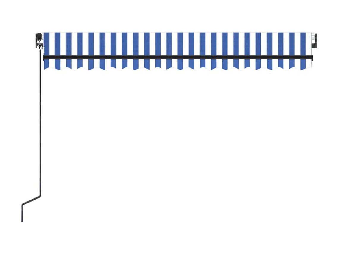 Auvent manuel rétractable avec LED 400x300 cm Bleu et blanc