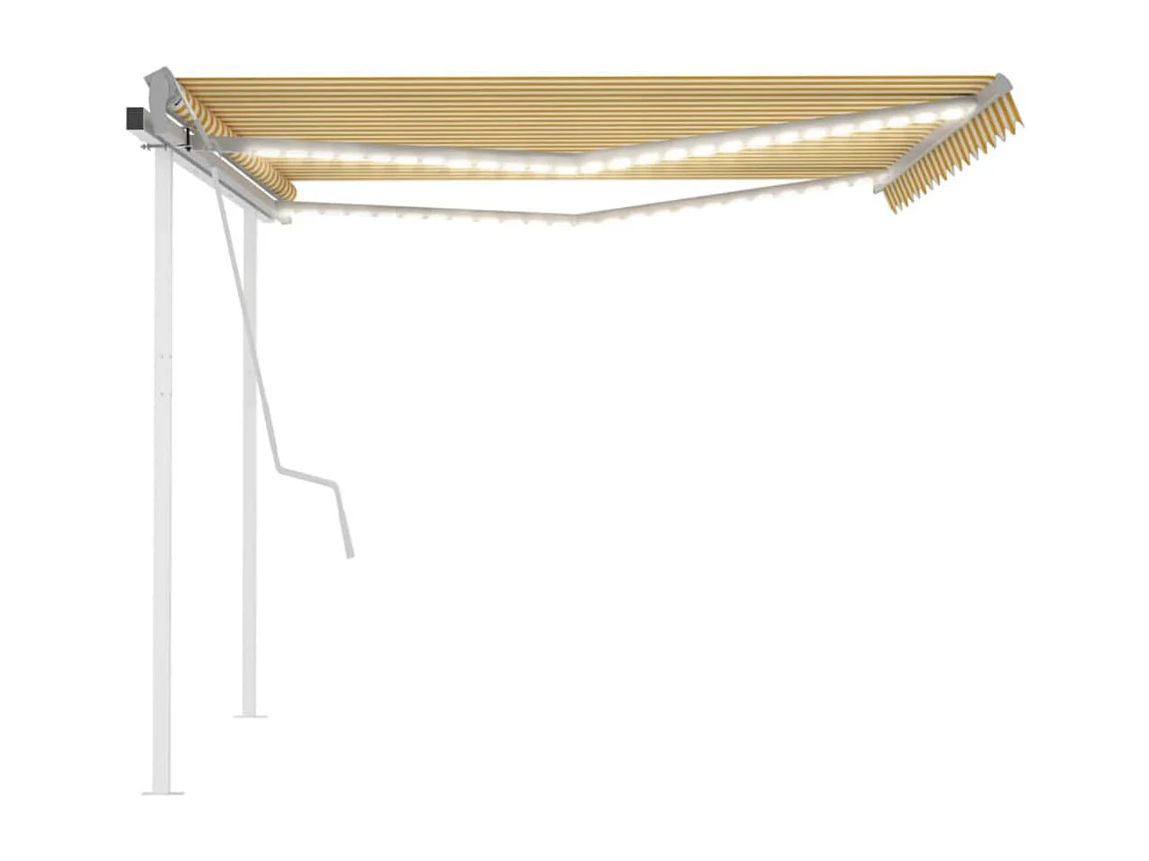 Auvent manuel rétractable avec LED 4x3 m Jaune et blanc