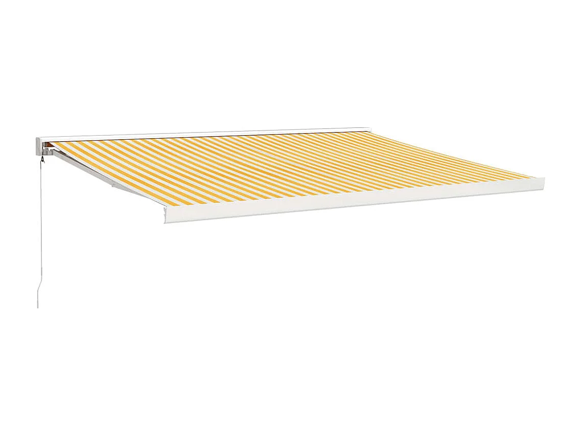 Auvent rétractable jaune et blanc 4x3 m tissu et aluminium