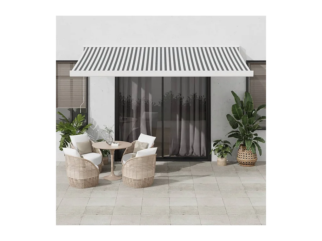 Auvent rétractable anthracite et blanc 4x3 m tissu et aluminium