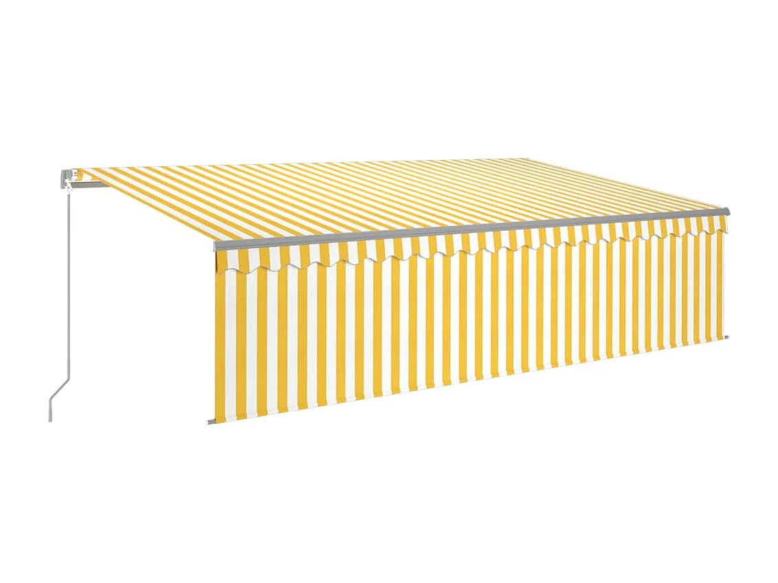 Auvent rétractable manuel avec store LED 5x3 m Jaune et blanc