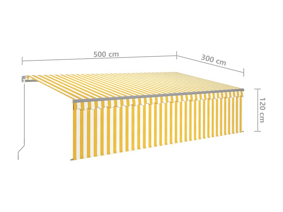 Auvent rétractable manuel avec store LED 5x3 m Jaune et blanc