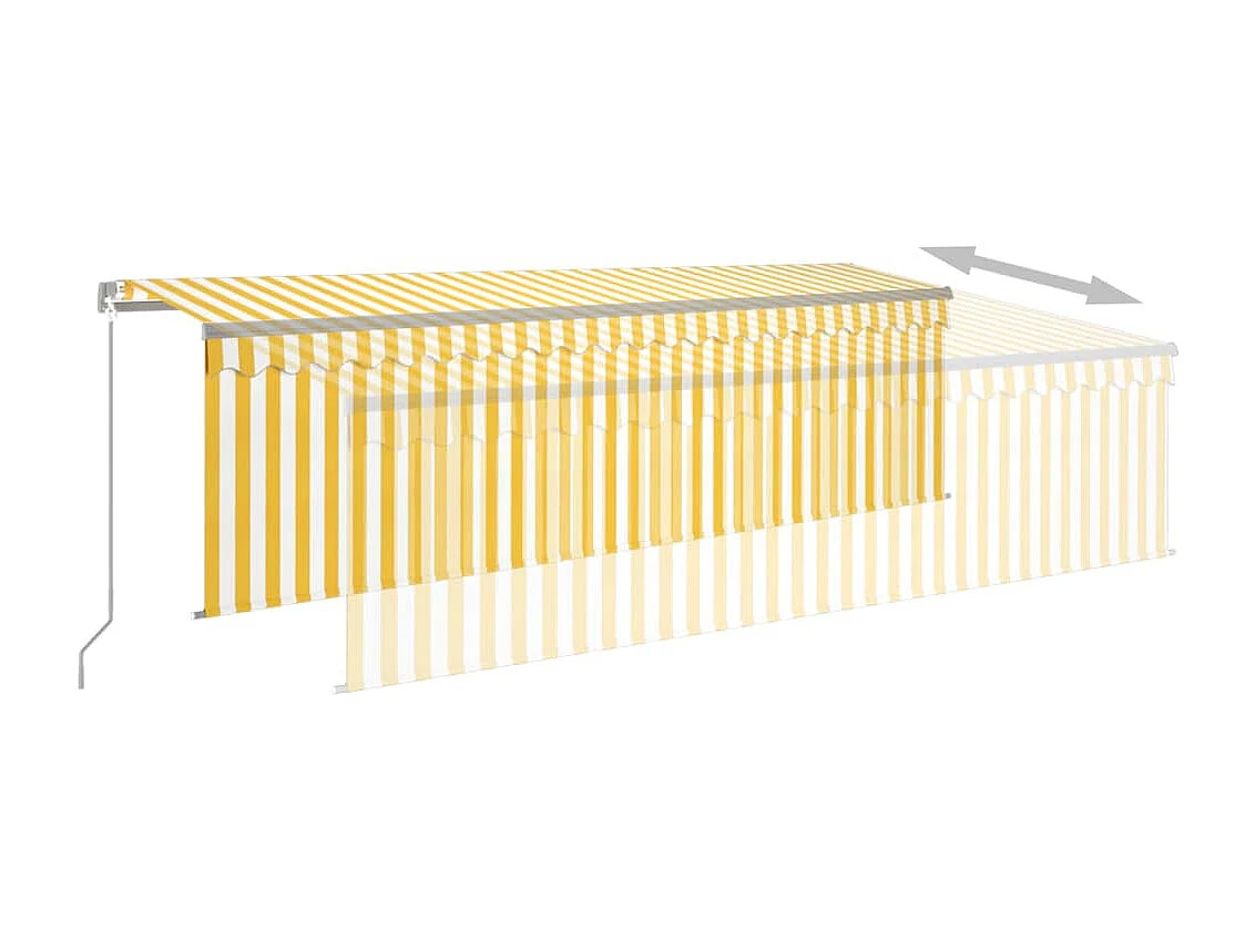 Tenda Sole Retrattile Manuale Parasole LED 5x3m Gialla Bianca