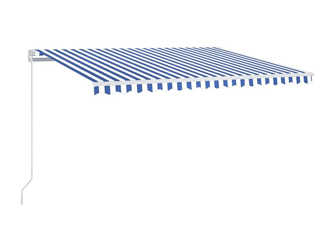 Toldo retrátil manual com LED 450x350 cm azul e branco