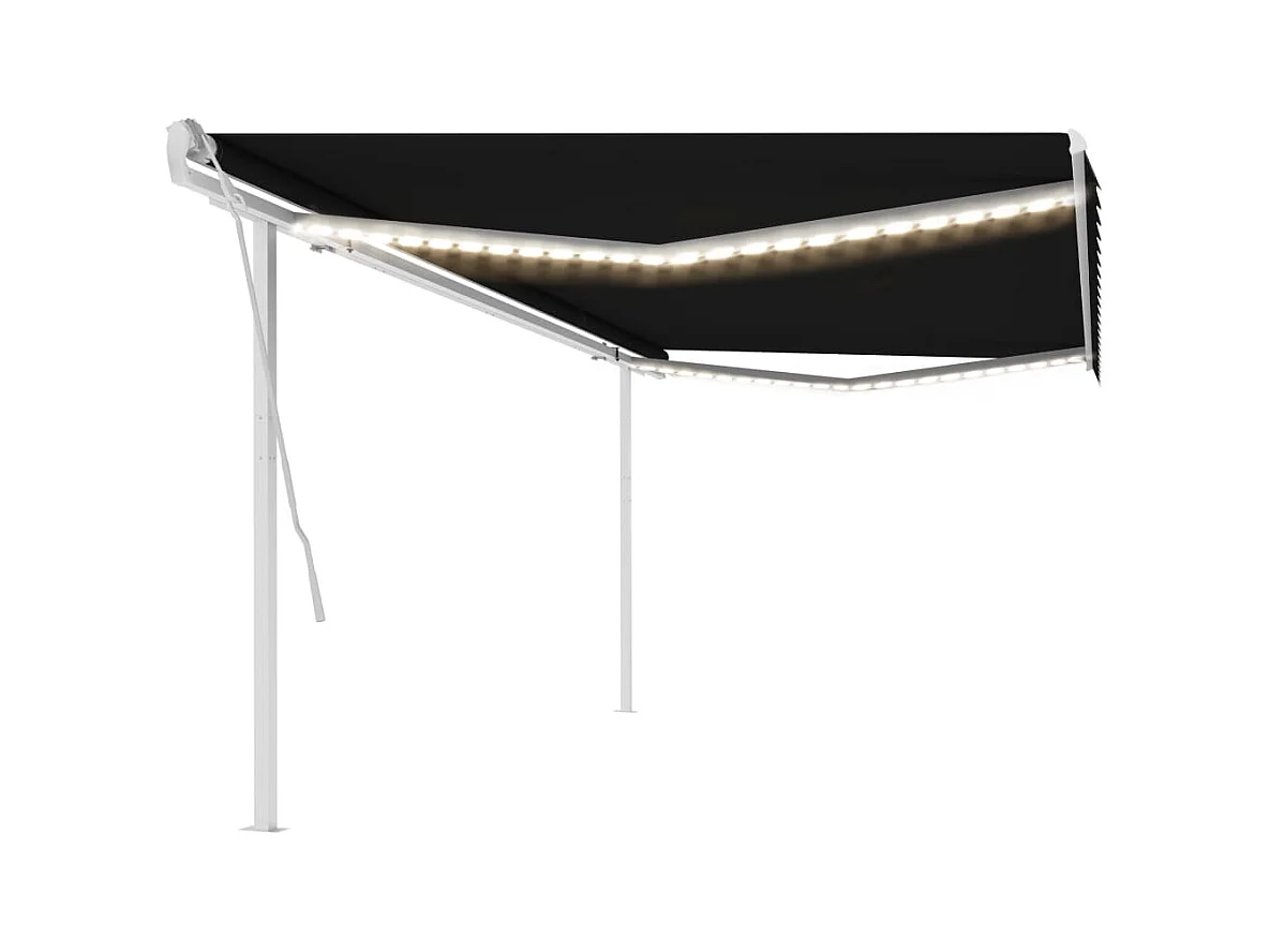 Tenda da Sole Retrattile Manuale con LED 5x3 m Antracite