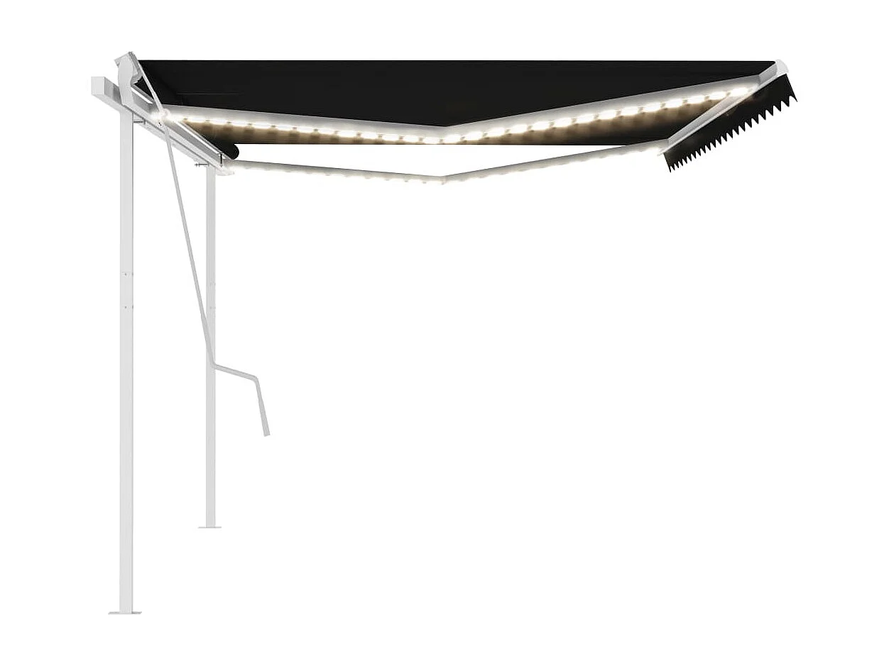 Toldo retrátil manual com luzes LED 5x3 m antracite