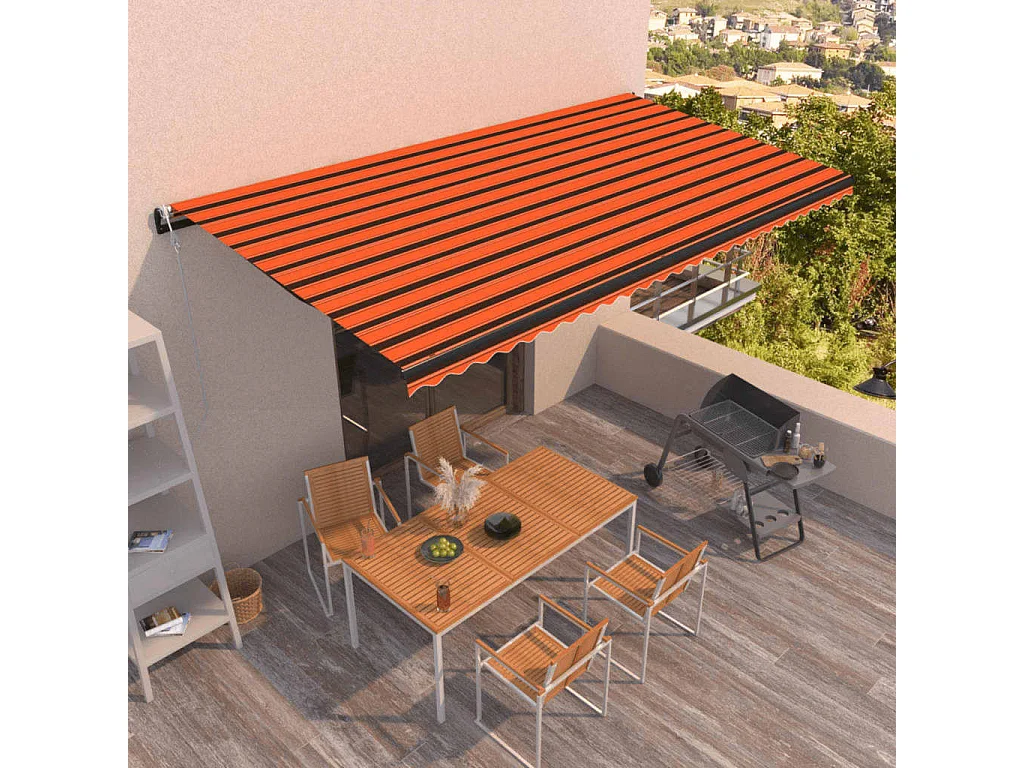 Toldo autom. LED e sensor de vento 600x350 cm laranja /castanho