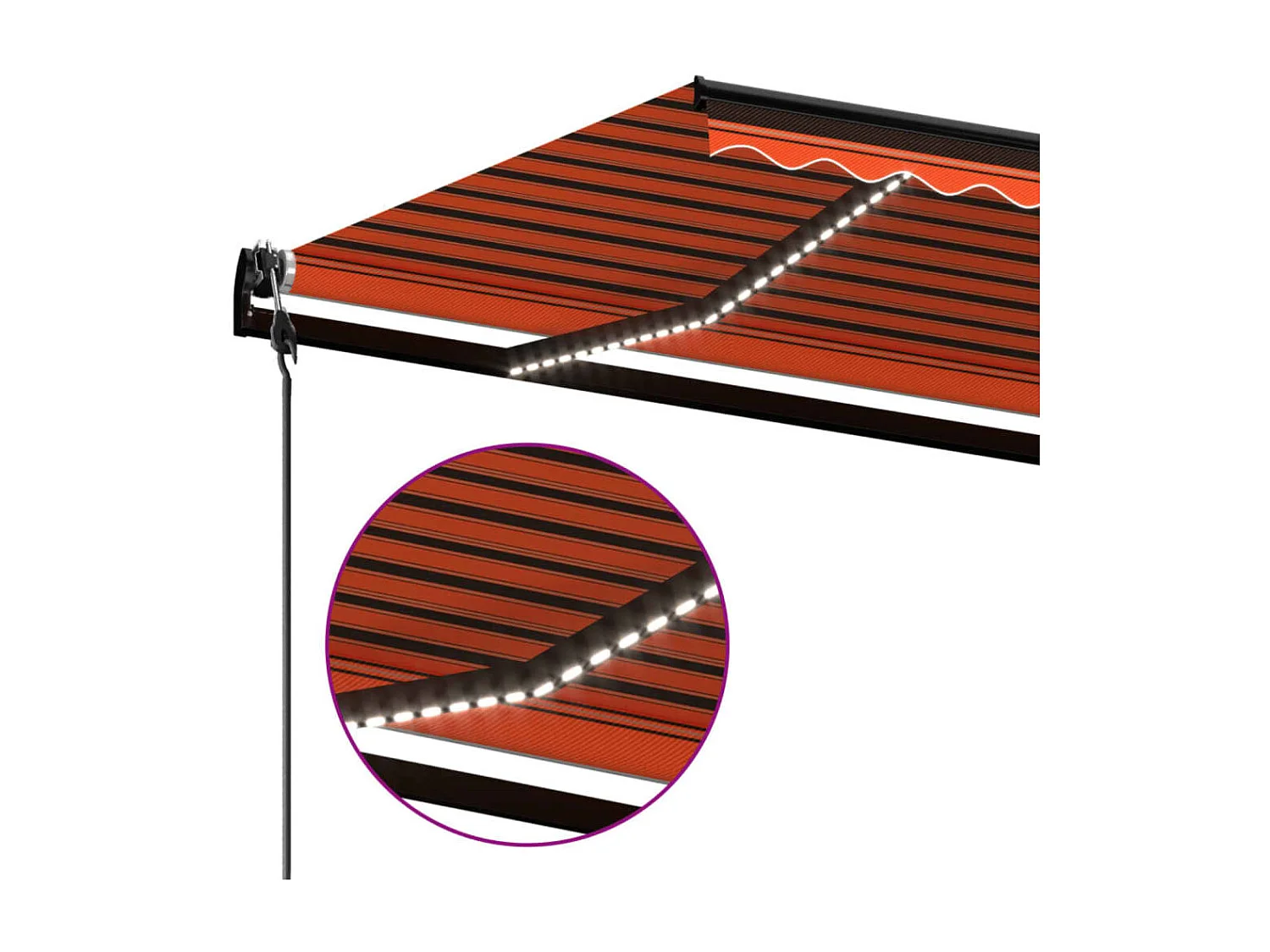 Toldo autom. LED e sensor de vento 600x350 cm laranja /castanho