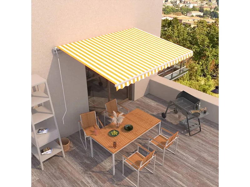 Auvent rétractable automatique 450x350 cm Jaune et blanc