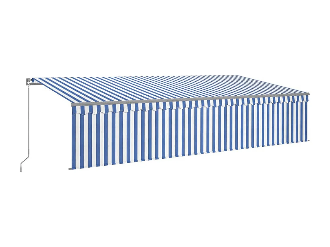 Markise Manuell Einziehbar mit Rollo & LED 6x3 m Blau & Weiß