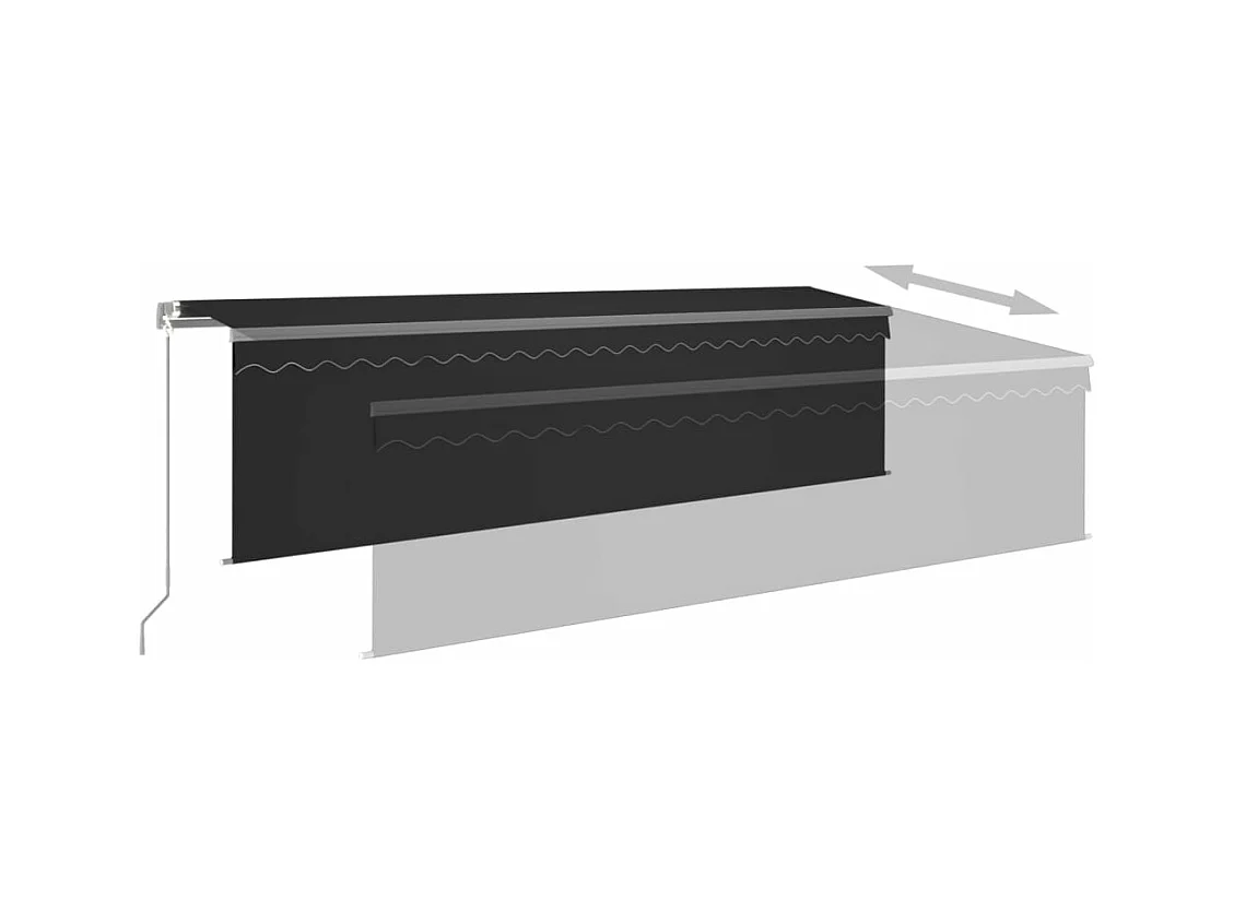 Tenda Sole Retrattile Manuale Parasole LED 5x3m Antracite