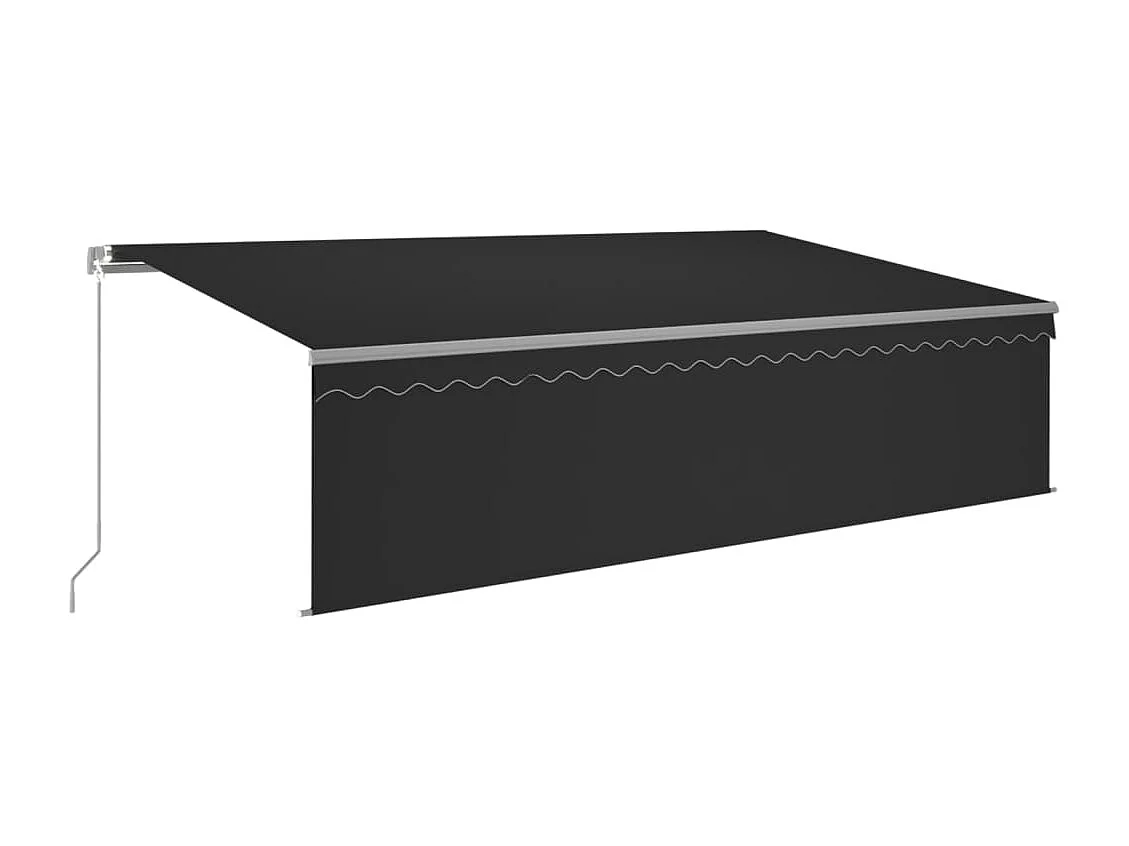 Markise Manuell Einziehbar mit Rollo & LED 5x3 m Anthrazit