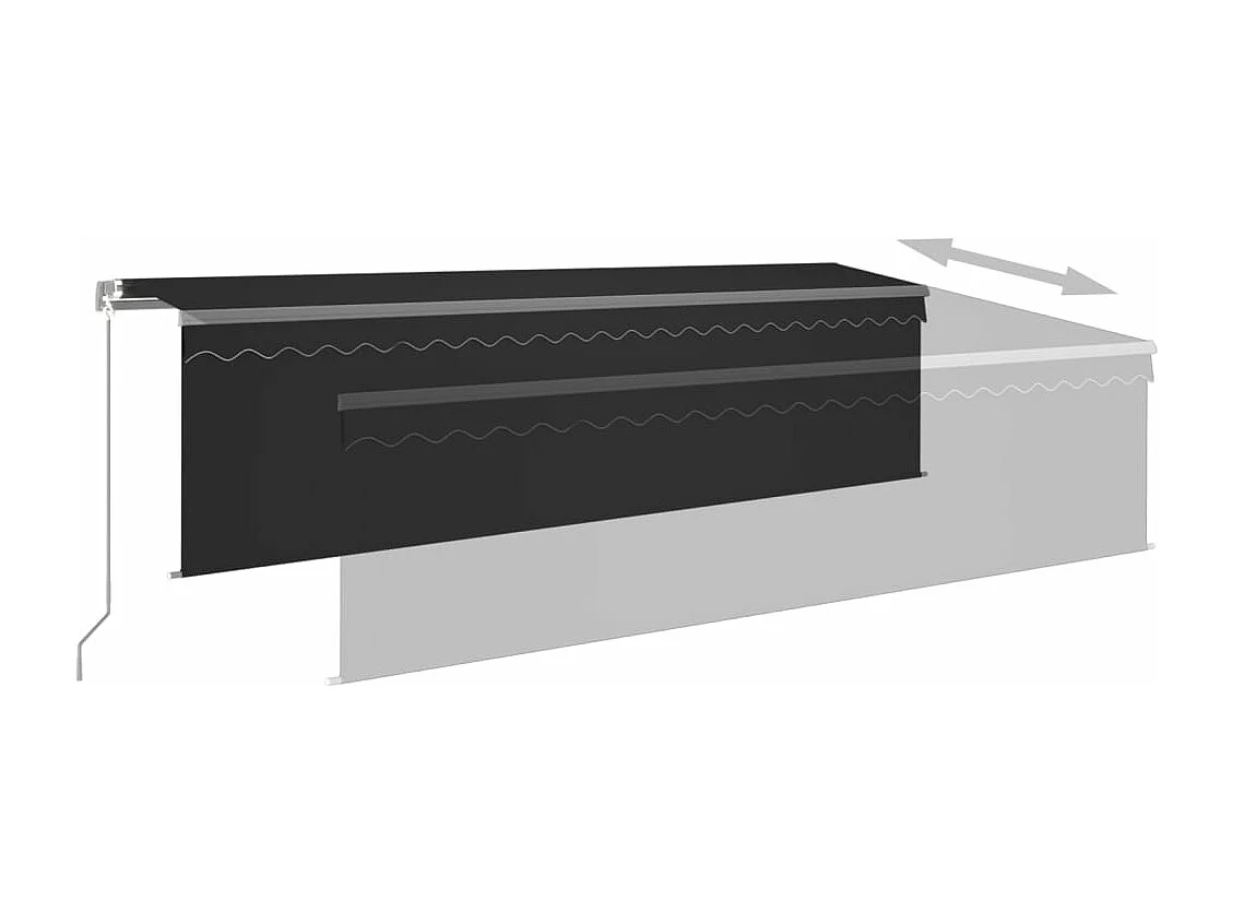 Markise Manuell Einziehbar mit Rollo & LED 5x3 m Anthrazit