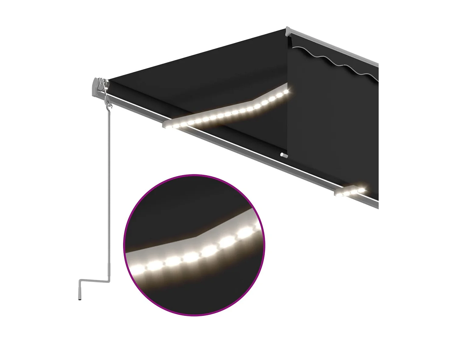 Markise Manuell Einziehbar mit Rollo & LED 5x3 m Anthrazit